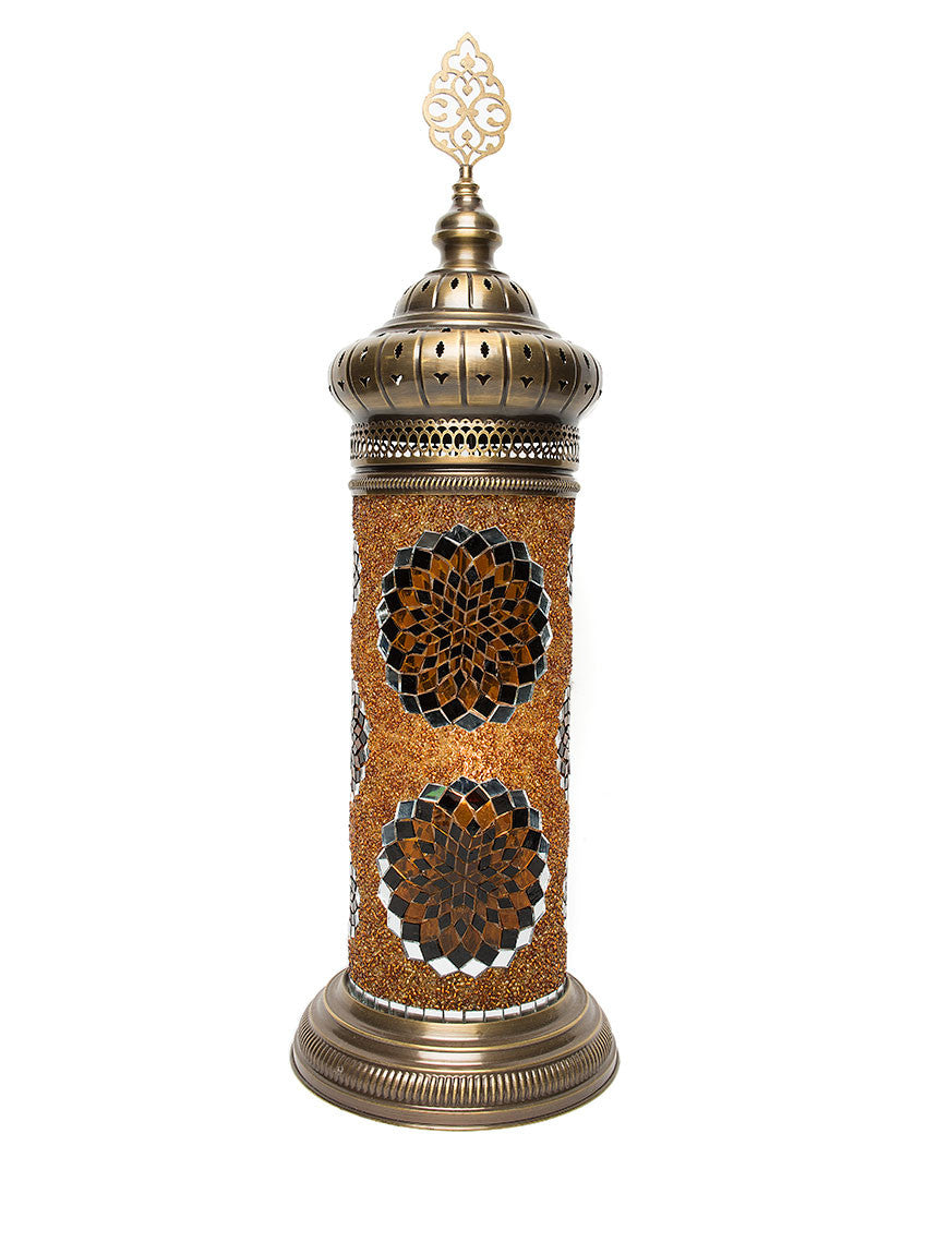 Mosaic Cylinder Lamp Gold Lolo Rugs and Gifts