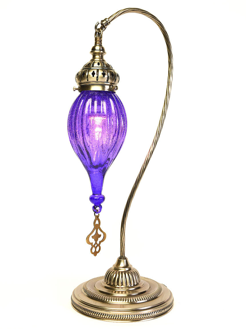Cracked Glass Curved Table Lamp Purple Lolo Rugs and Gifts