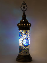 Small Mosaic Cylinder Table Lamp, Blue