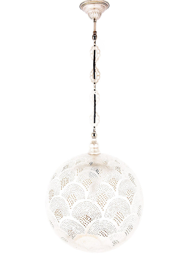 Globe-Shaped Metal Hanging Lamp, SILVER 3