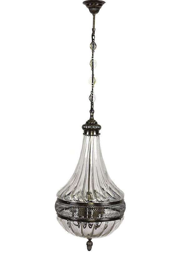 Clear Glass with Decorative Brushed Nickel, Pear Shape