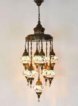 Mosaic Chandelier, 9 Lamps Multi-Colored