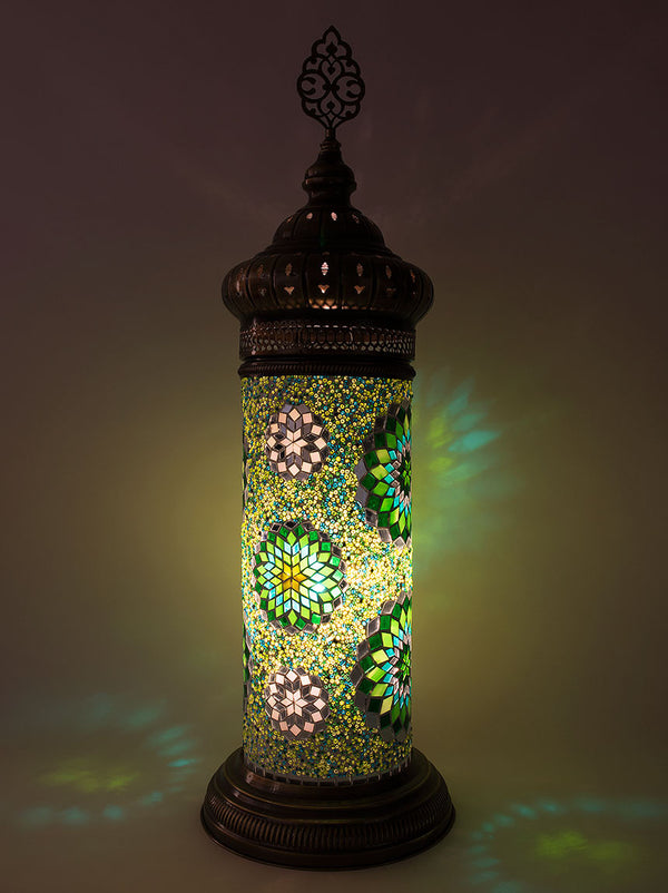 Mosaic Cylinder Table Lamp, Green