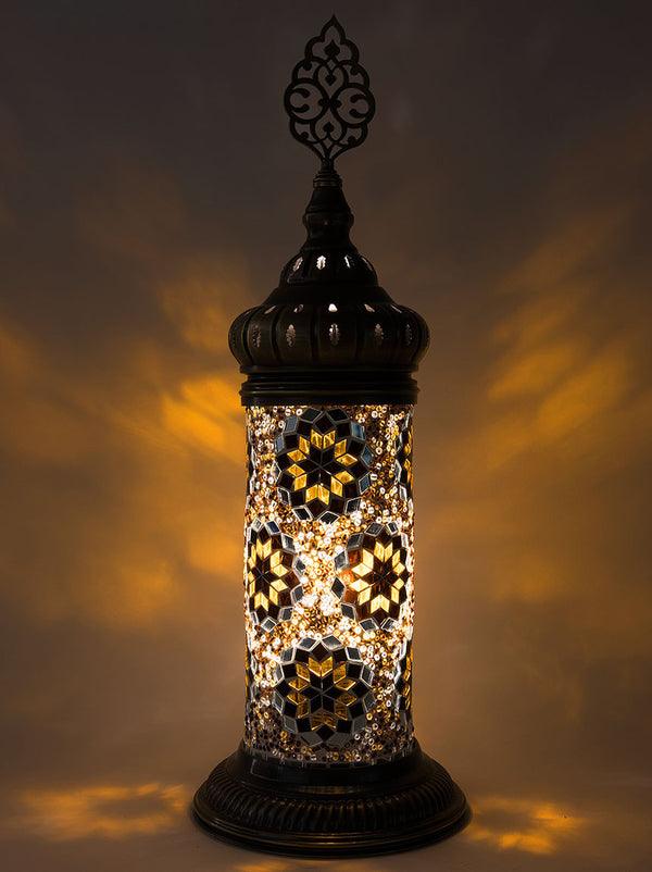 Mosaic Cylinder Table Lamp, Gold