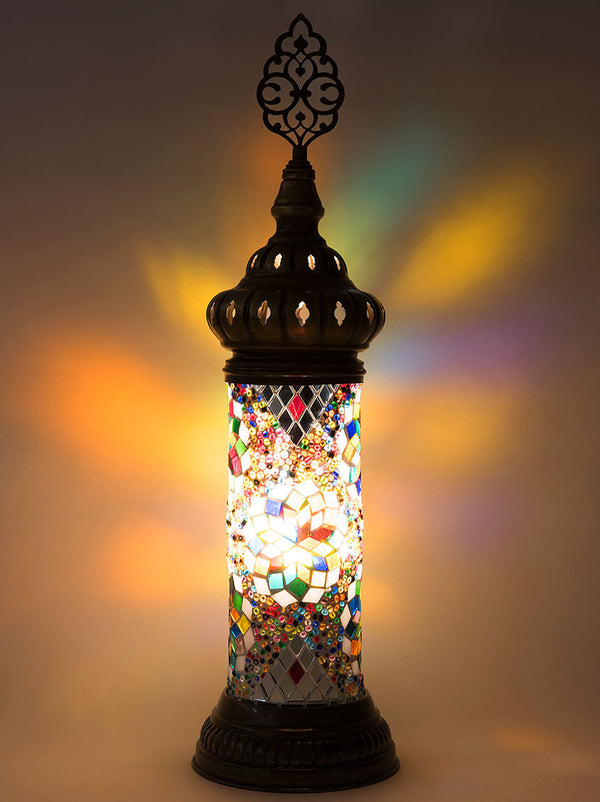 Mosaic Cylinder Table Lamp, Multi-Colored