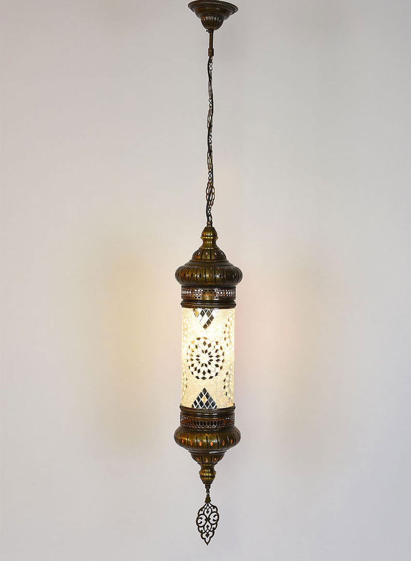 Single Hanging Mosaic Cylinder Lamp -  White