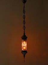 Mosaic Cylinder Hanging Lamp -  Red & Gold