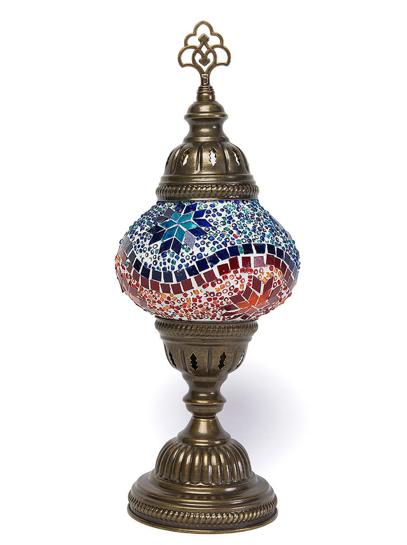 Mosaic Table Lamp, Small Blue/Red