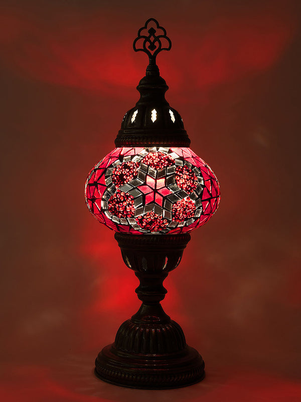 Mosaic Table Lamp, Small Red Star