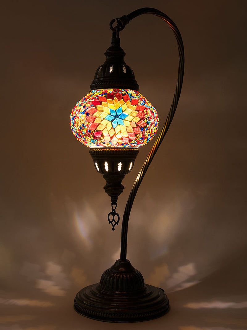 Mosaic Curved Table Lamp, Small Multi-Colored