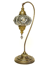 Mosaic Curved Table Lamp,  Silver