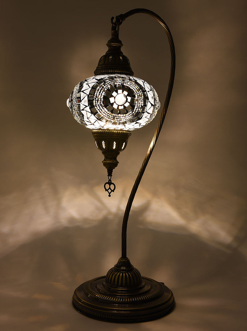 Mosaic Curved Table Lamp,  Silver