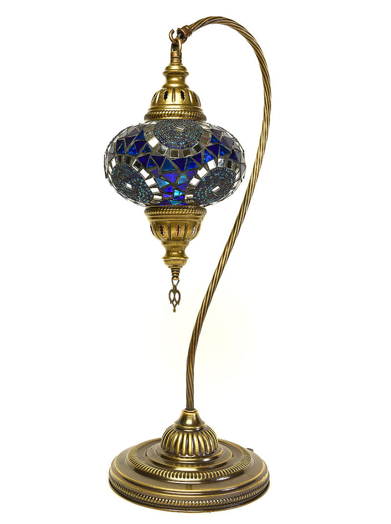 Mosaic Curved Table Lamp, Medium Blue