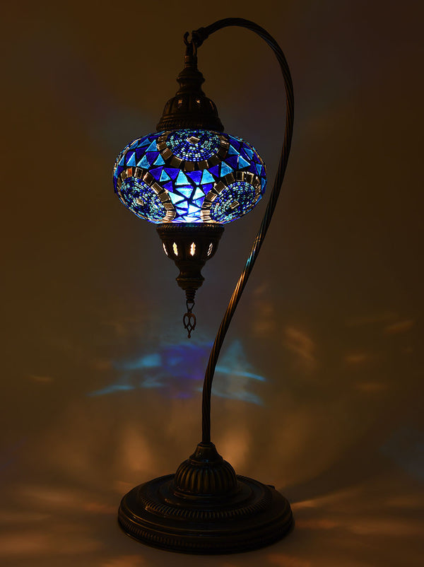Mosaic Curved Table Lamp, Medium Blue
