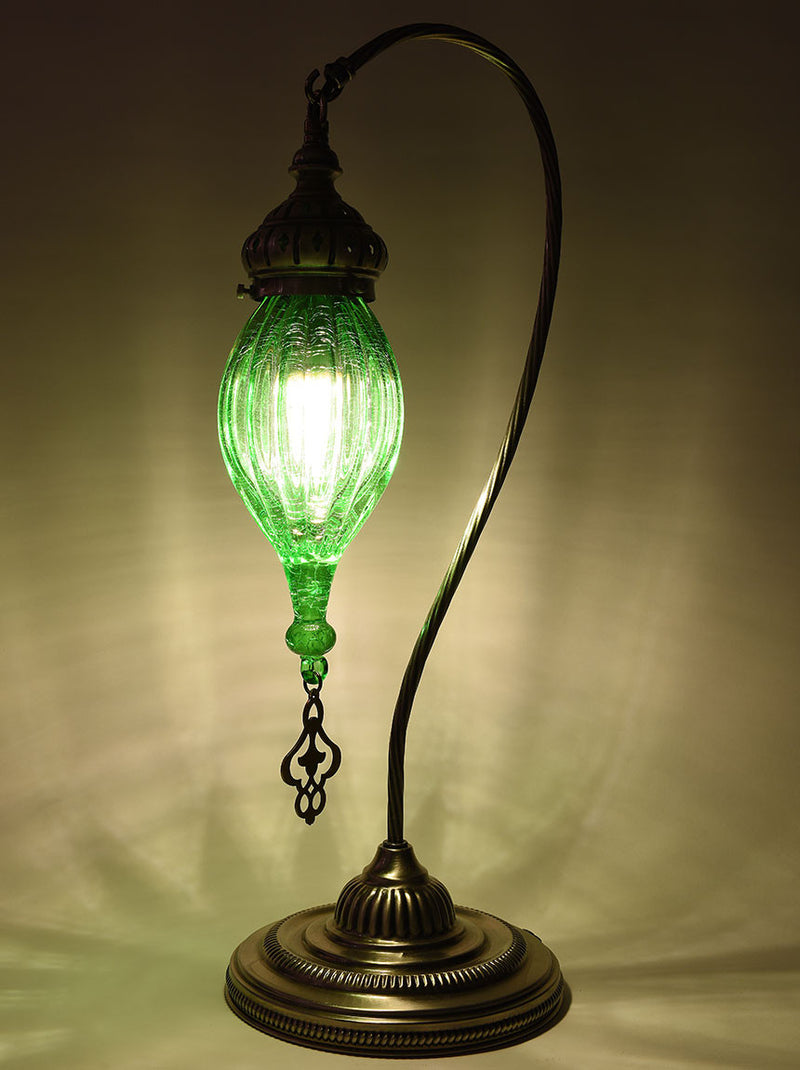 Glass Curved Table Lamp, Green