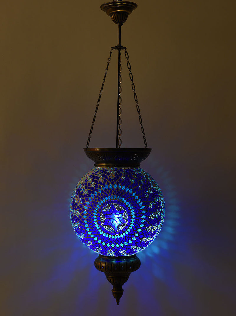 Hanging Mosaic Globe, 13" Blue