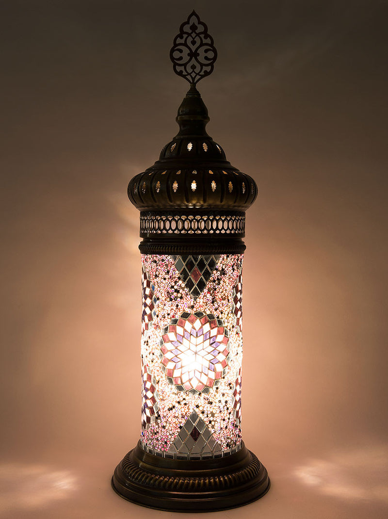 Mosaic Cylinder Table Lamp, Light Purple