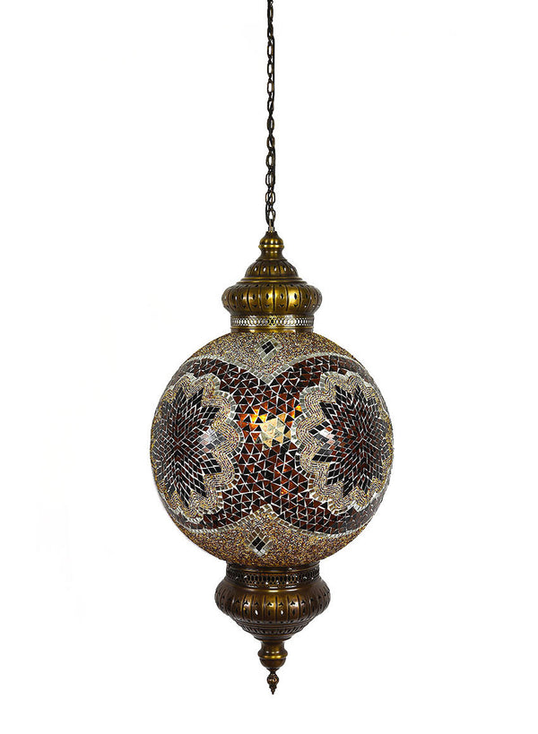 Hanging Mosaic Globe, 21" Gold & Black