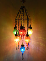 Cracked Glass Chandelier, 9 Lamps Multi-Colored