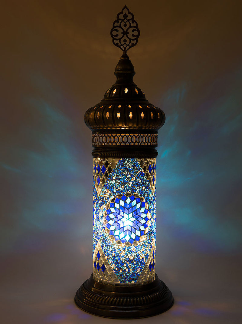 Mosaic Cylinder Table Lamp, Blue