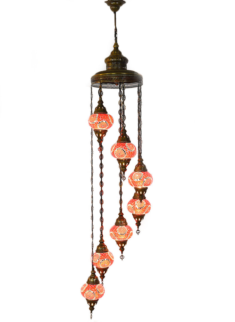Mosaic Staircase Chandelier, 7 Lamps