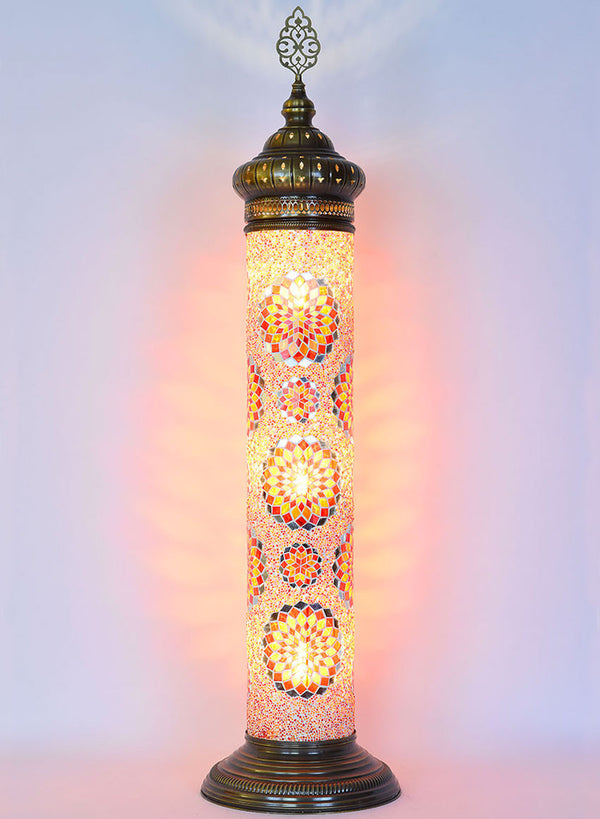 Mosaic Cylinder Floor Lamp - Red/Yellow