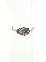 Fatima Hand Charm Sterling Silver Adjustable Bracelet - Silver
