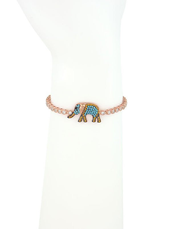 Adjustable Rose Gold Bracelet, Elephant Charm