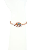 Adjustable Rose Gold Bracelet, Elephant Charm