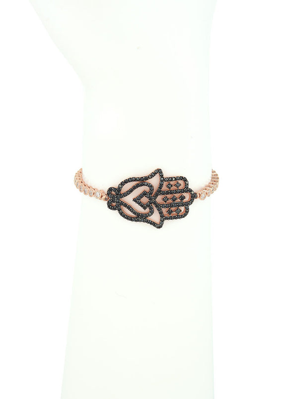 Fatima Hand Charm Sterling Silver Adjustable Bracelet - Gold