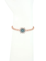 Adjustable Rose Gold Bracelet, Turquoise Star Charm
