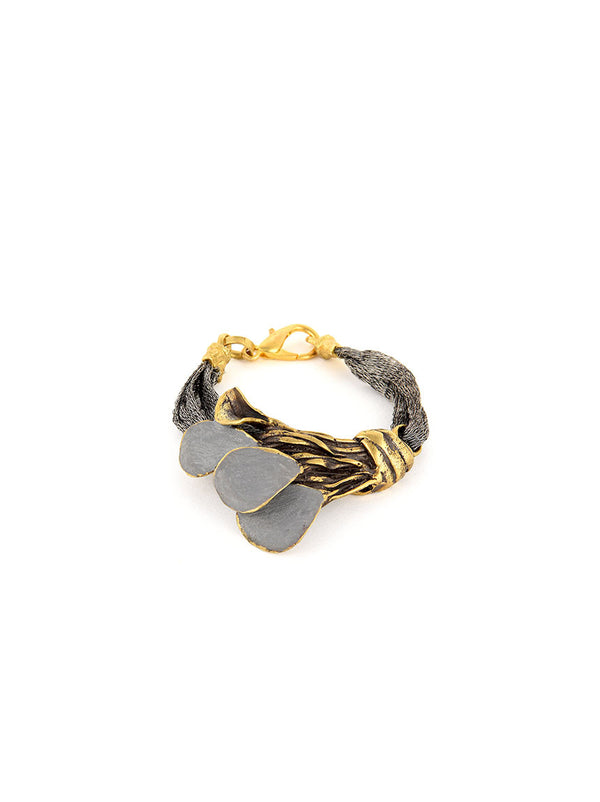 Gold Metal Bracelet with Metal Band