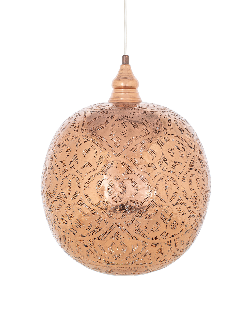 Globe Shaped Metal Hanging Lamp various sizes ROSE GOLD 1 Lolo Rugs and Gifts