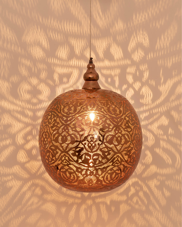 Globe-Shaped Metal Hanging Lamp (various sizes) - ROSE GOLD 2
