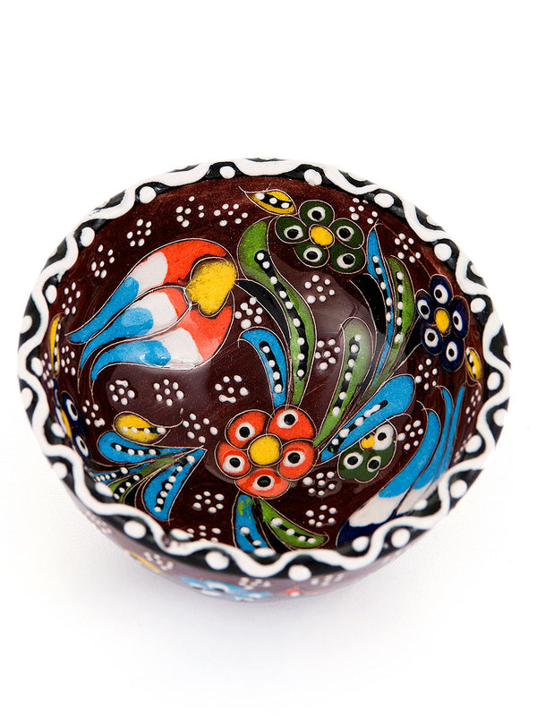 Hand Painted Bowl 3" Brown