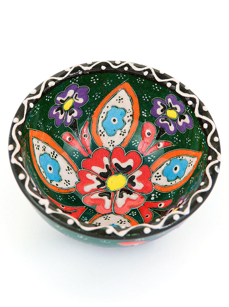 Hand Painted Bowl 3" Emerald