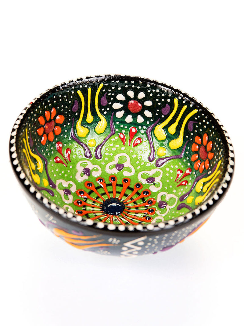 Hand Painted Bowl 3" Dark/Light Green