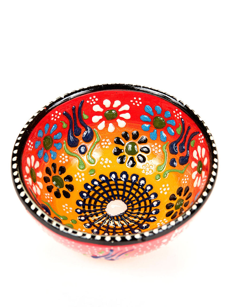 Hand Painted Bowl 3" Red/Yellow