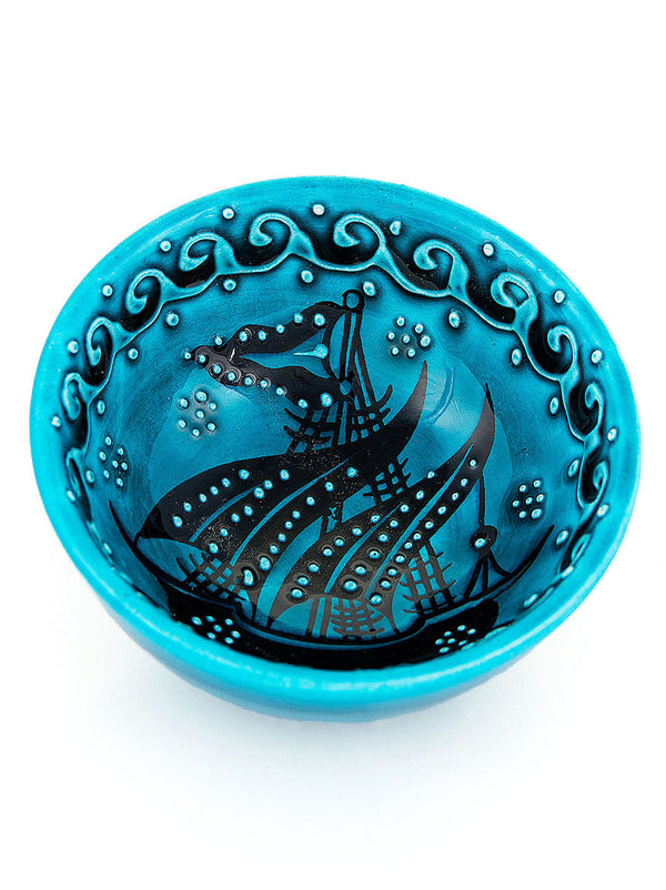 Hand Painted Bowl 3" Teal