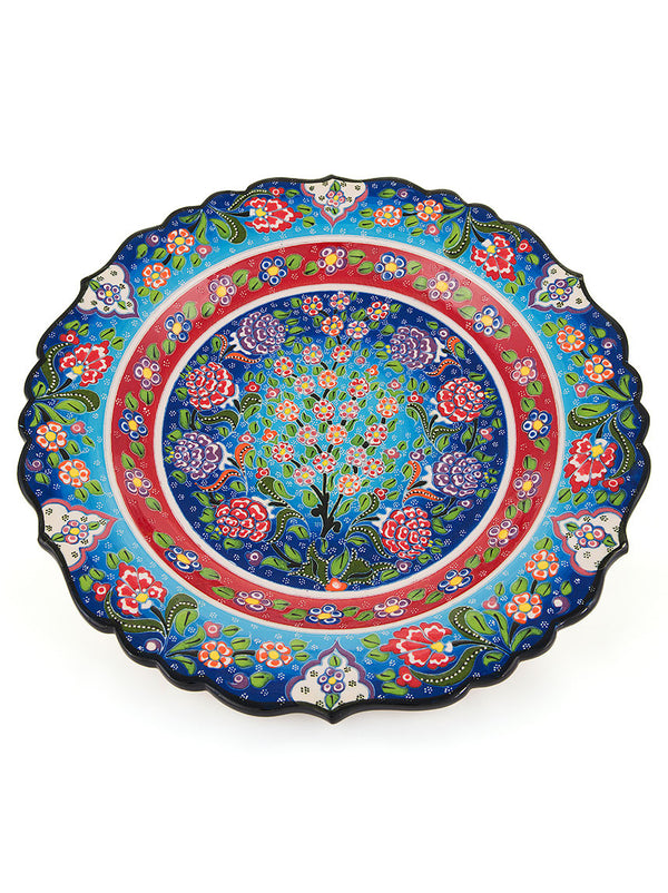 Decorative Plate 12" Light Blue/Red