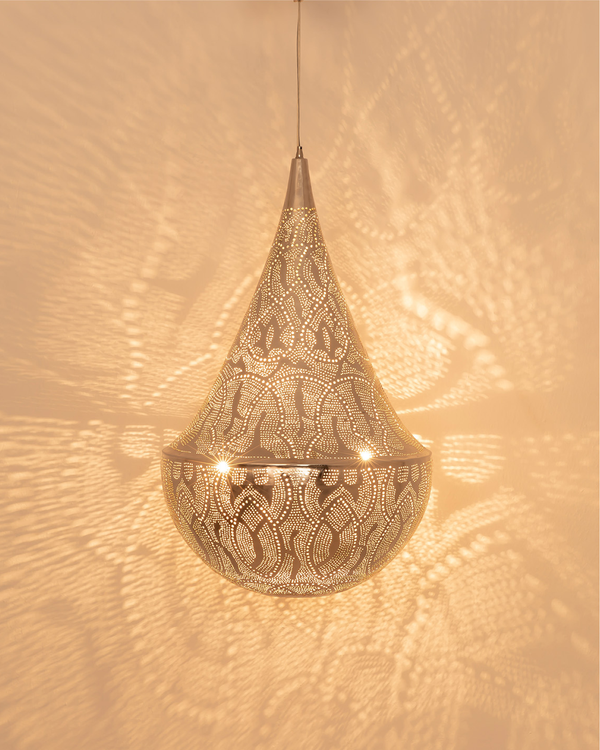 Cone-Shaped Metal Hanging Lamp (various sizes) - SILVER 3