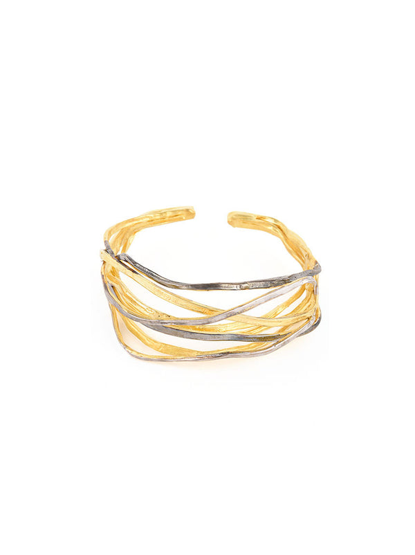 Gold and Silver Metal Twisted Bracelet