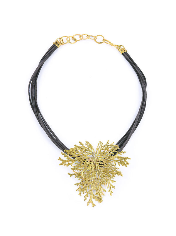 Necklace with Gold Metal Leaf