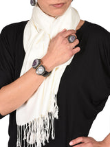 Amethyst Druzy and Pearl Bracelet
