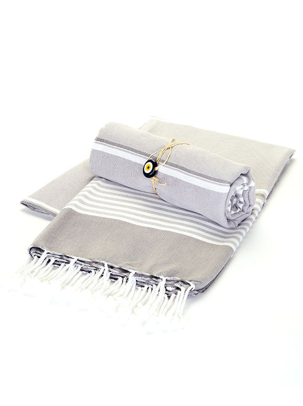 Beach Towel -  Grey Stripe