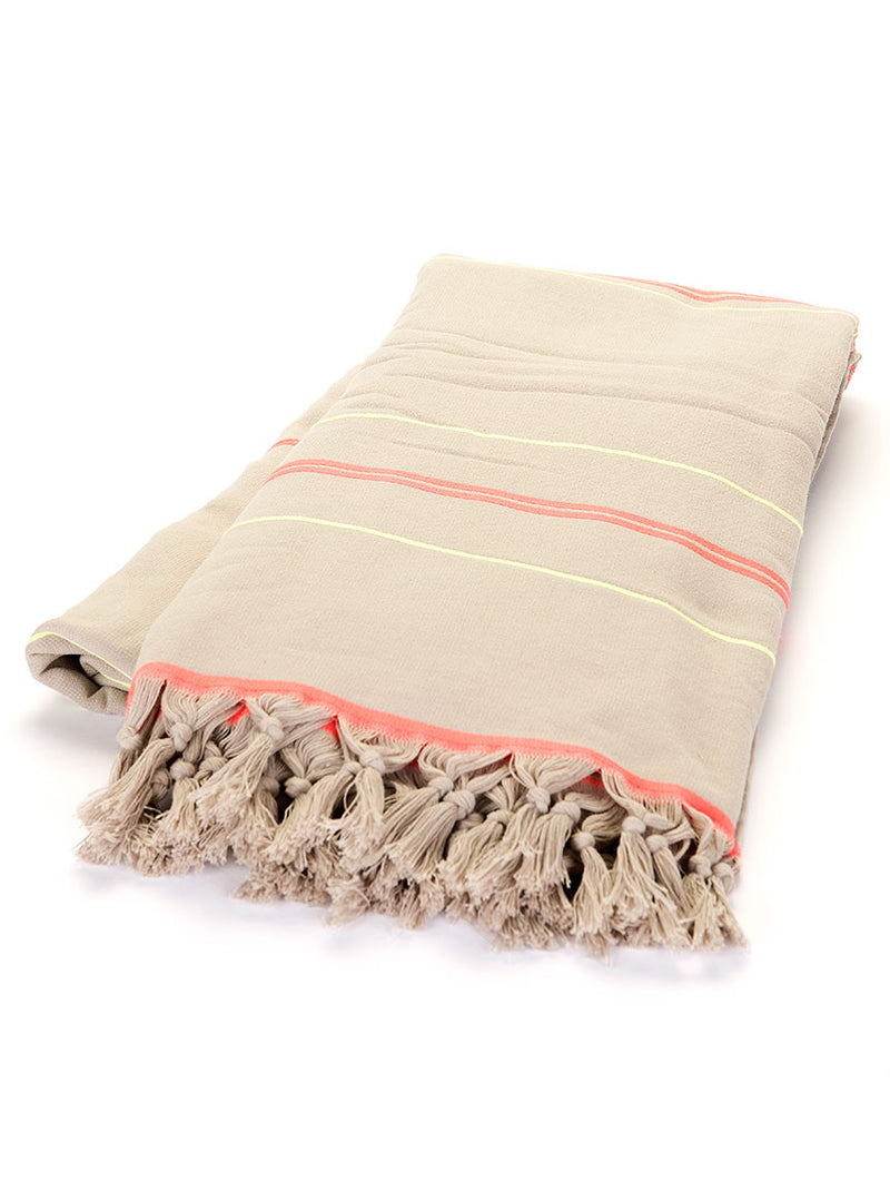 Terry Peshtemal Towel -  Grey Neon Stripe