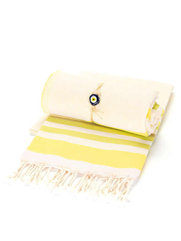 Beach Towel - Yellow & White Stripe