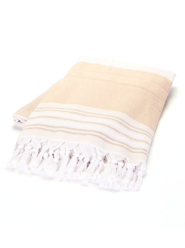 Turkish Towel - Beige & White