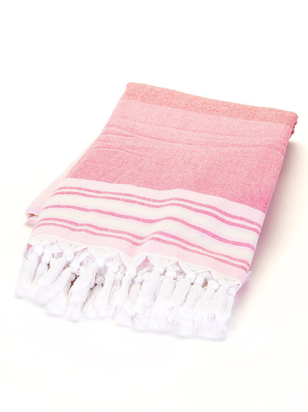 Terry Peshtemal Towel - Pink & White
